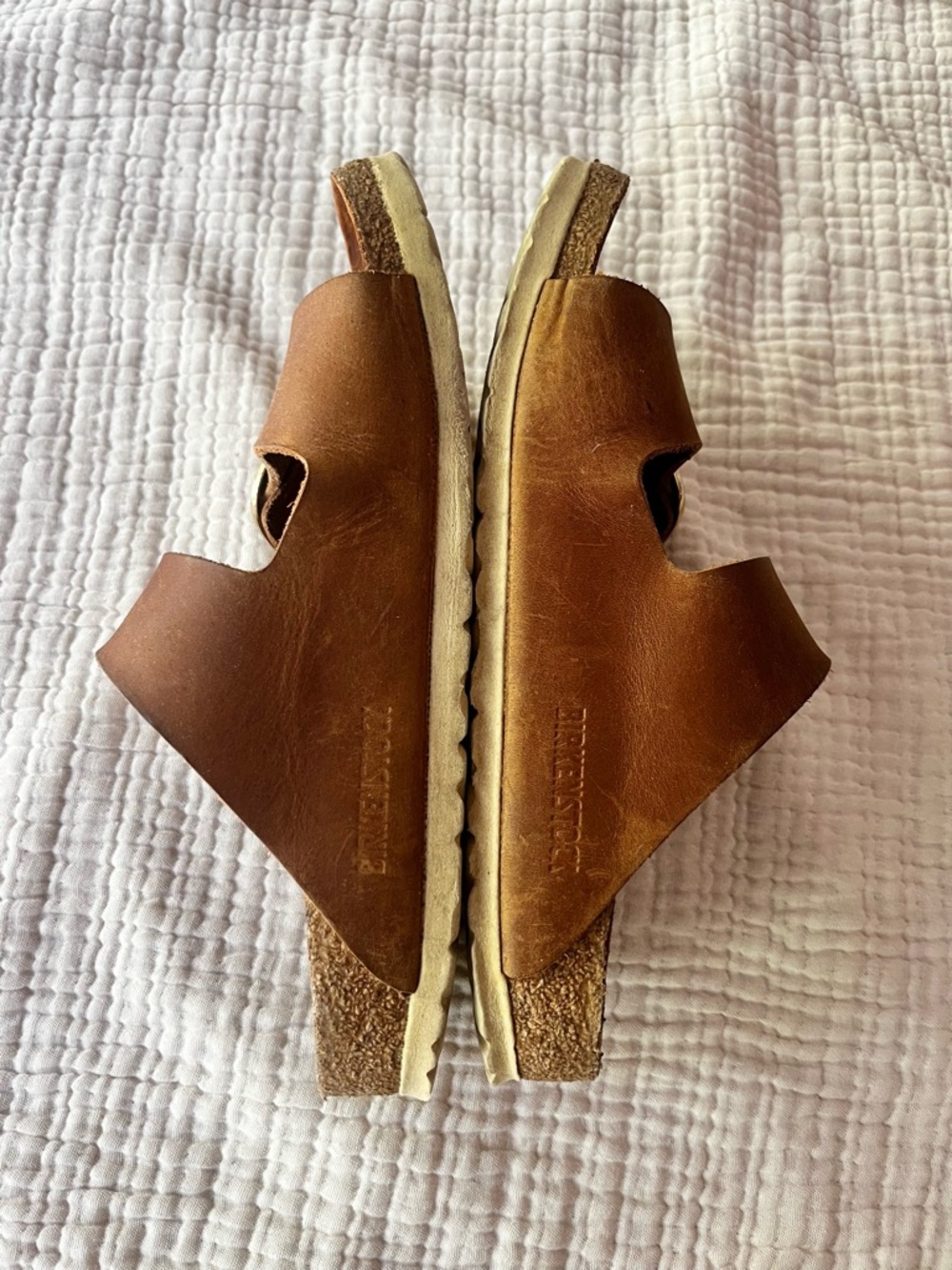 Birkenstock Tan Brown Large Gold Buckle Arizona Leather Sandals 37 - Picture 6 of 10